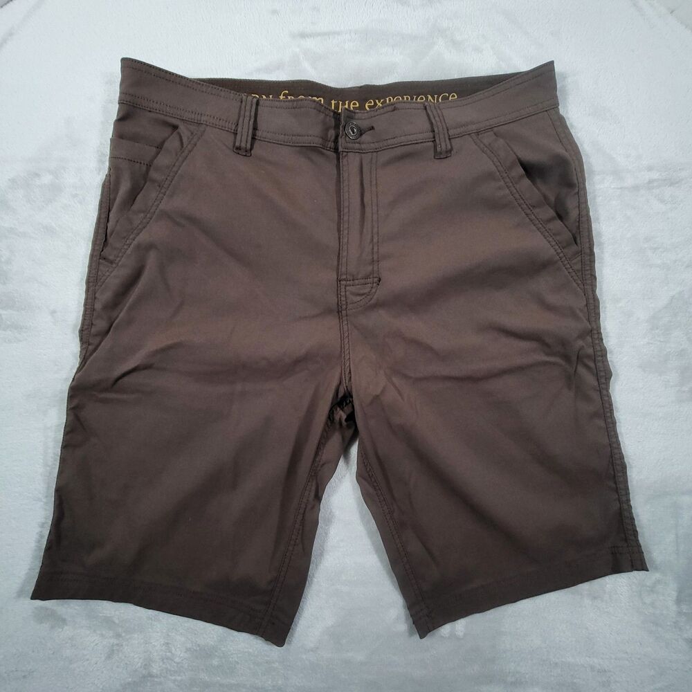 Prana Zion Chino Shorts Men 35 Brown Stretch Quick Dry Hiking Outdoors 35x10.5
